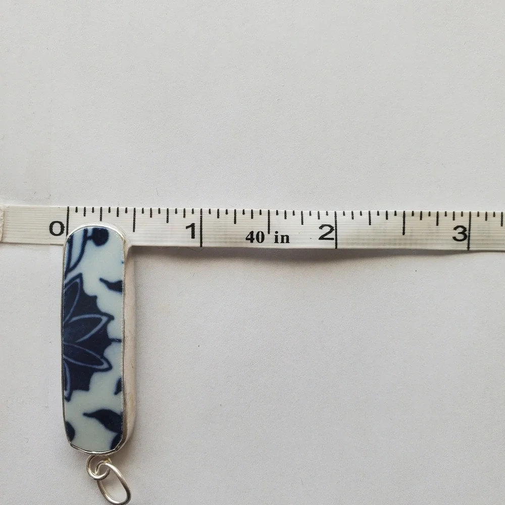 Ginger‎ Jar Jewelry Pendant Blue & White Broken China Repurposed Pottery Shard
